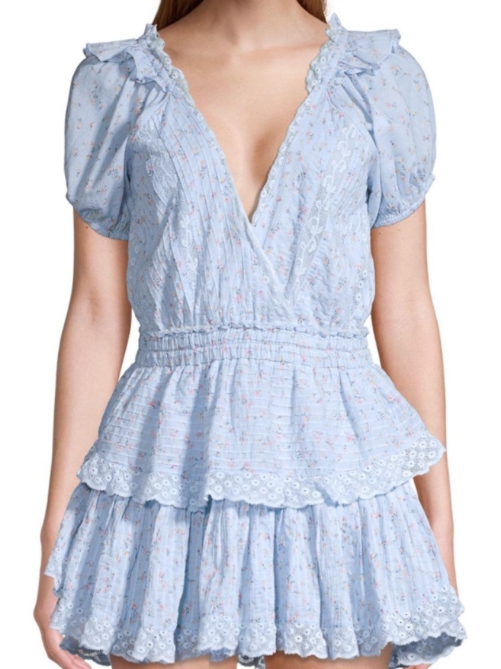 Love Shack Fancy Carlo Mini Dress in Blue - S